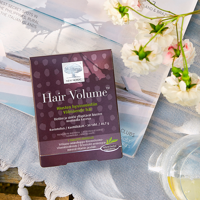 Hair Volume  - hiusravinne: hiuksien hyvinvointiin tärkeitä vitamiineja sisältävä valmiste. FI - Hair Volume™ - 30 tabl.